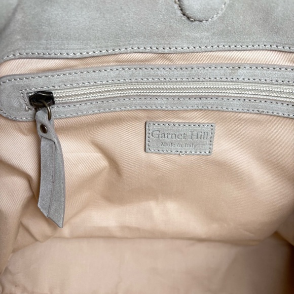 GARNET HILL Suede Leather Tote Made in Italy New w Tags Sand Beige Taupe Cream - Picture 15 of 15